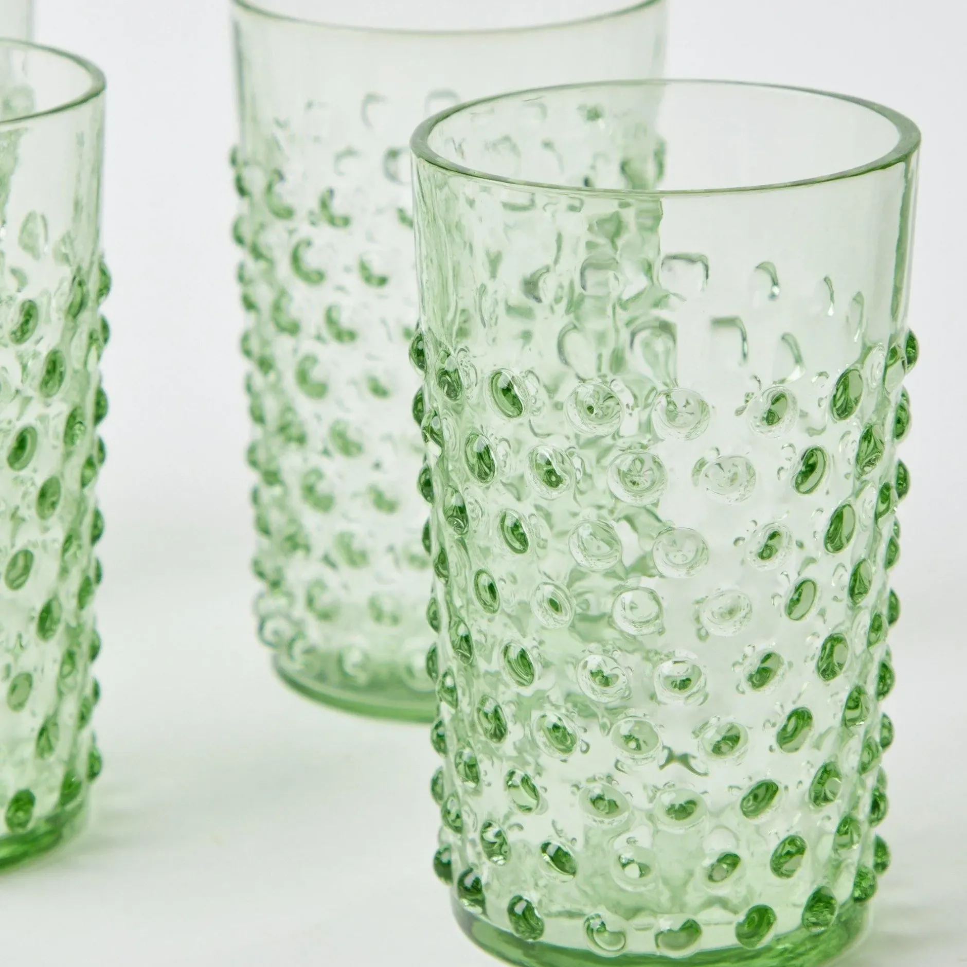 New Mrs. Alice Emerald Hobnail Glasses & Jug Set