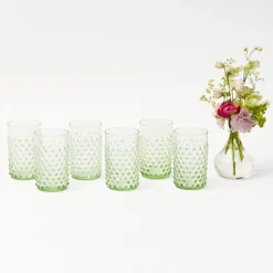 Clearance Mrs. Alice Emerald Hobnail Glasses (Set Of 6)