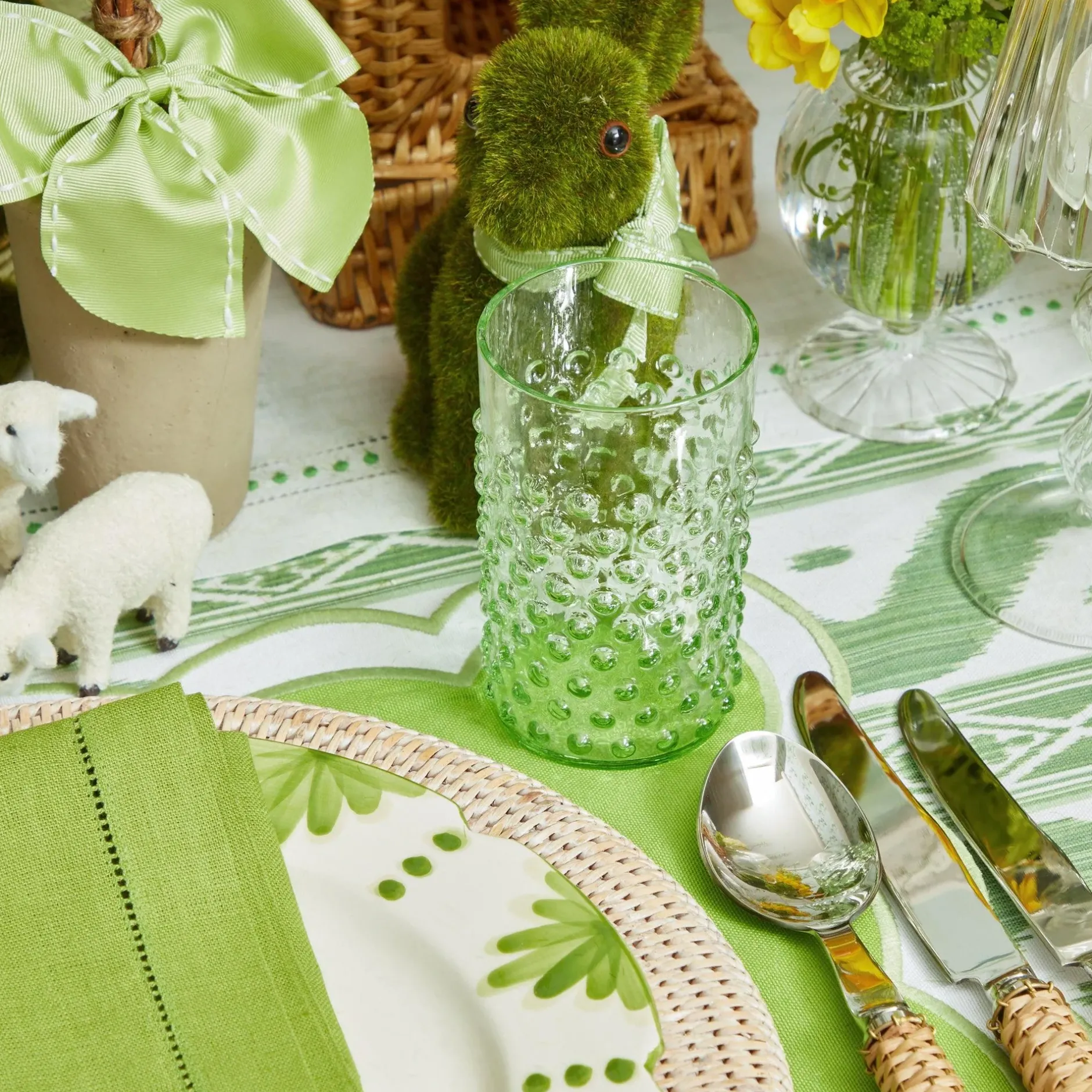 Clearance Mrs. Alice Emerald Hobnail Glasses (Set Of 6)