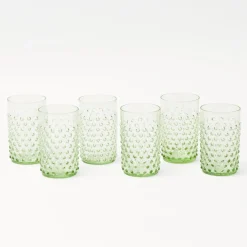 Clearance Mrs. Alice Emerald Hobnail Glasses (Set Of 6)