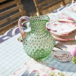 Discount Mrs. Alice Emerald Hobnail Jug With Rose Handle & Glasses (Set Of 6)