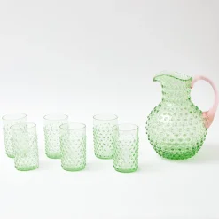 Discount Mrs. Alice Emerald Hobnail Jug With Rose Handle & Glasses (Set Of 6)