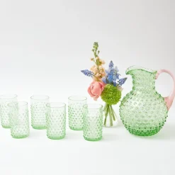 Discount Mrs. Alice Emerald Hobnail Jug With Rose Handle & Glasses (Set Of 6)
