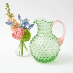 Best Mrs. Alice Emerald Hobnail Jug With Rose Handle & Glasses (Set Of 6)