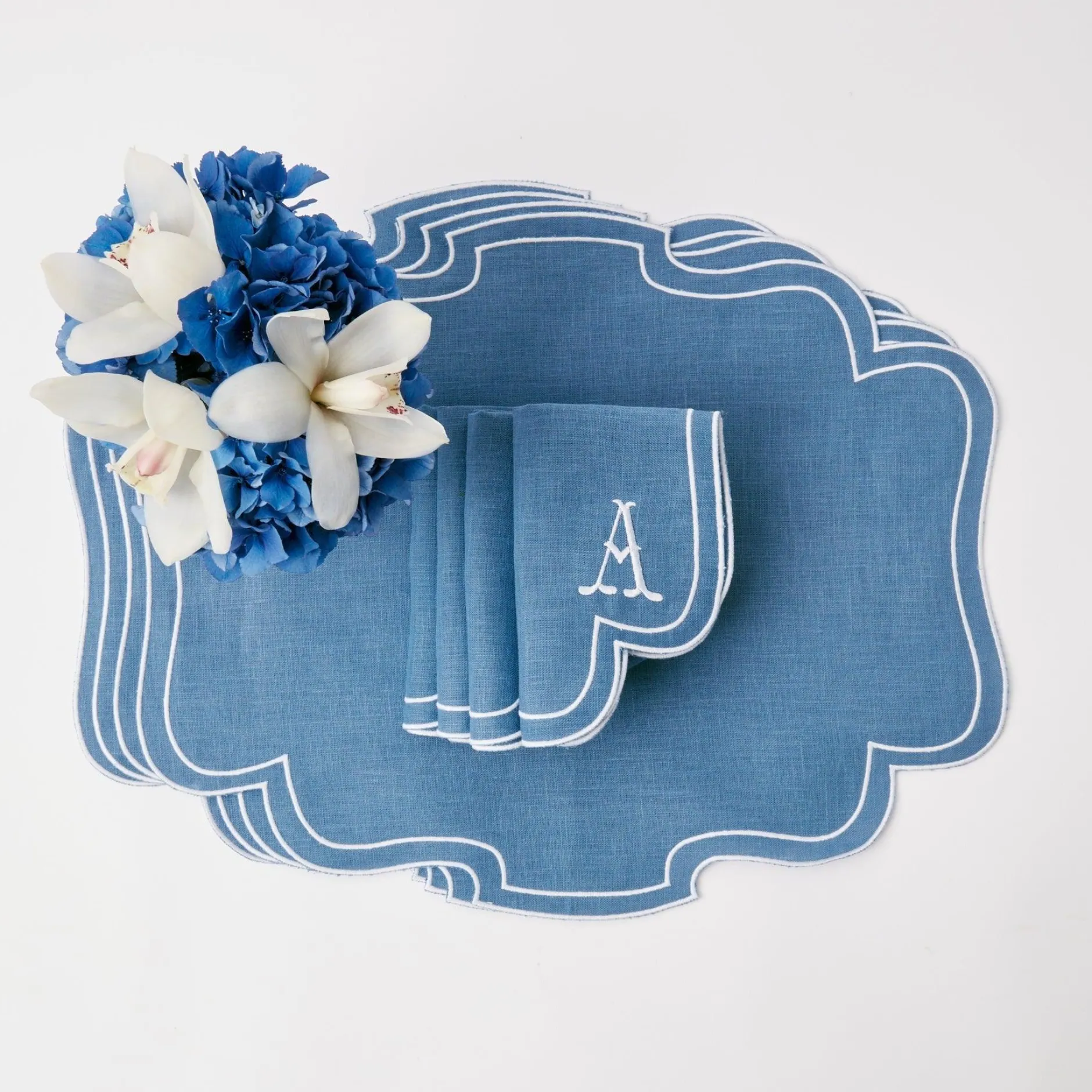 Online Mrs. Alice Eve Blue Linen Napkins (Set Of 4)