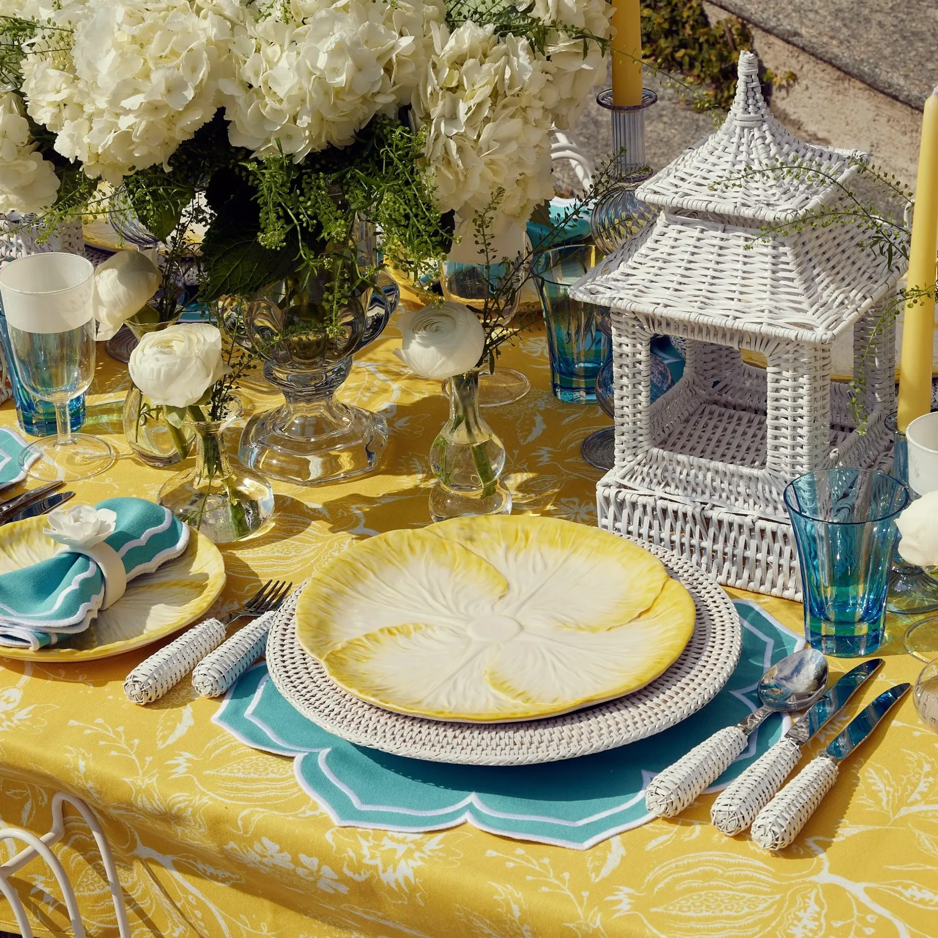 New Mrs. Alice Fleur Turquoise Placemats (Set Of 4)