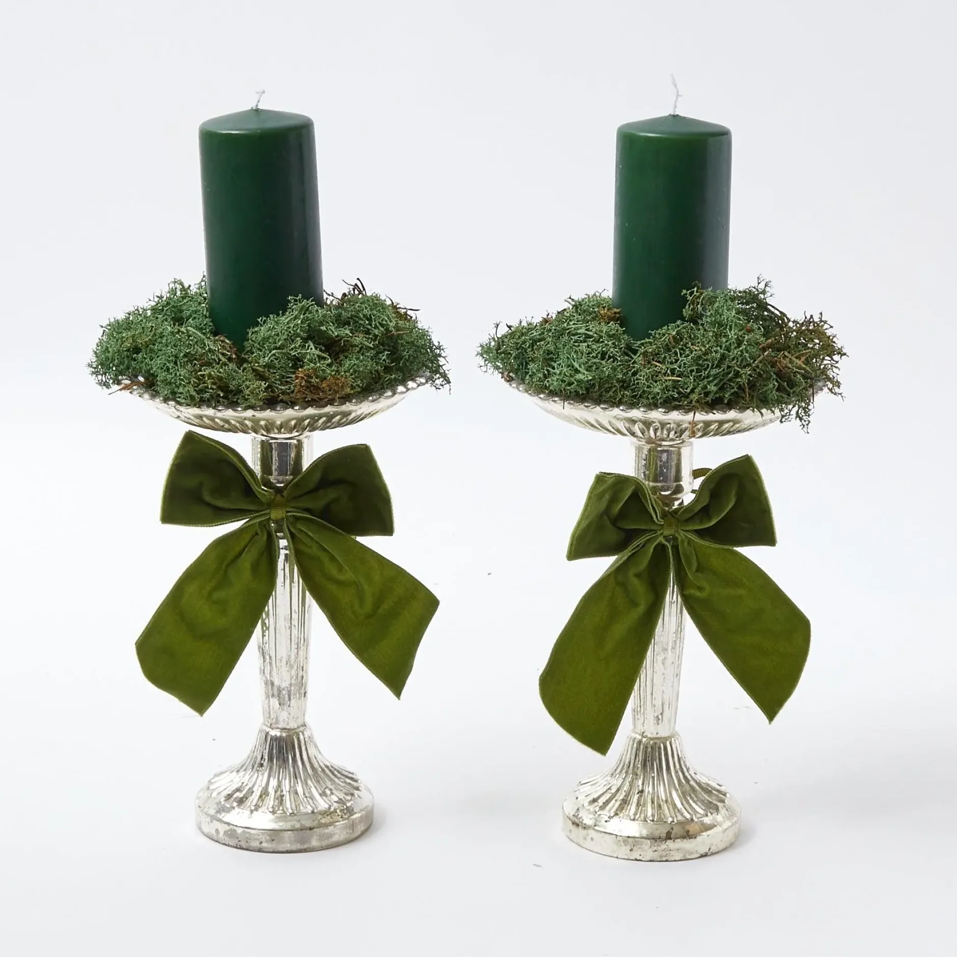 Best Mrs. Alice Forest Green Pillar Candles (Pair)