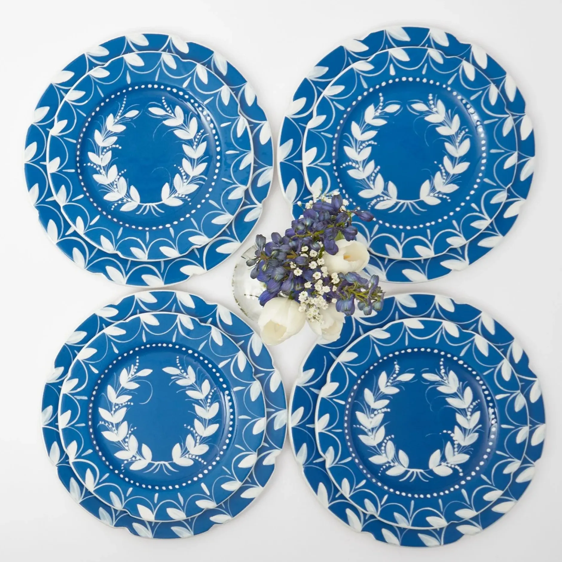 Mrs. Alice French Blue Garland Dinner & Starter Plates (Set Of 8)