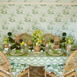 Clearance Mrs. Alice Frilled Green Ikat Seat Pad Cushion (Set Of 4)