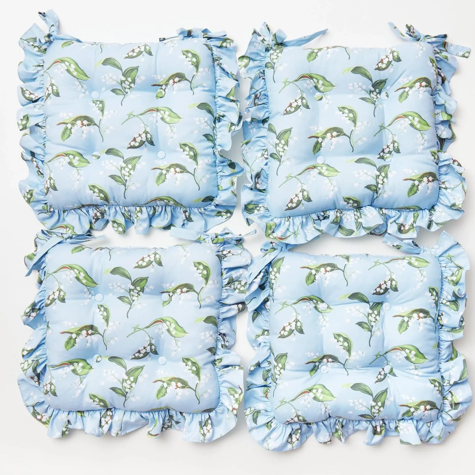 Best Mrs. Alice Frilled Lily Of The Valley Seat Pad Cushion (Set Of 4)