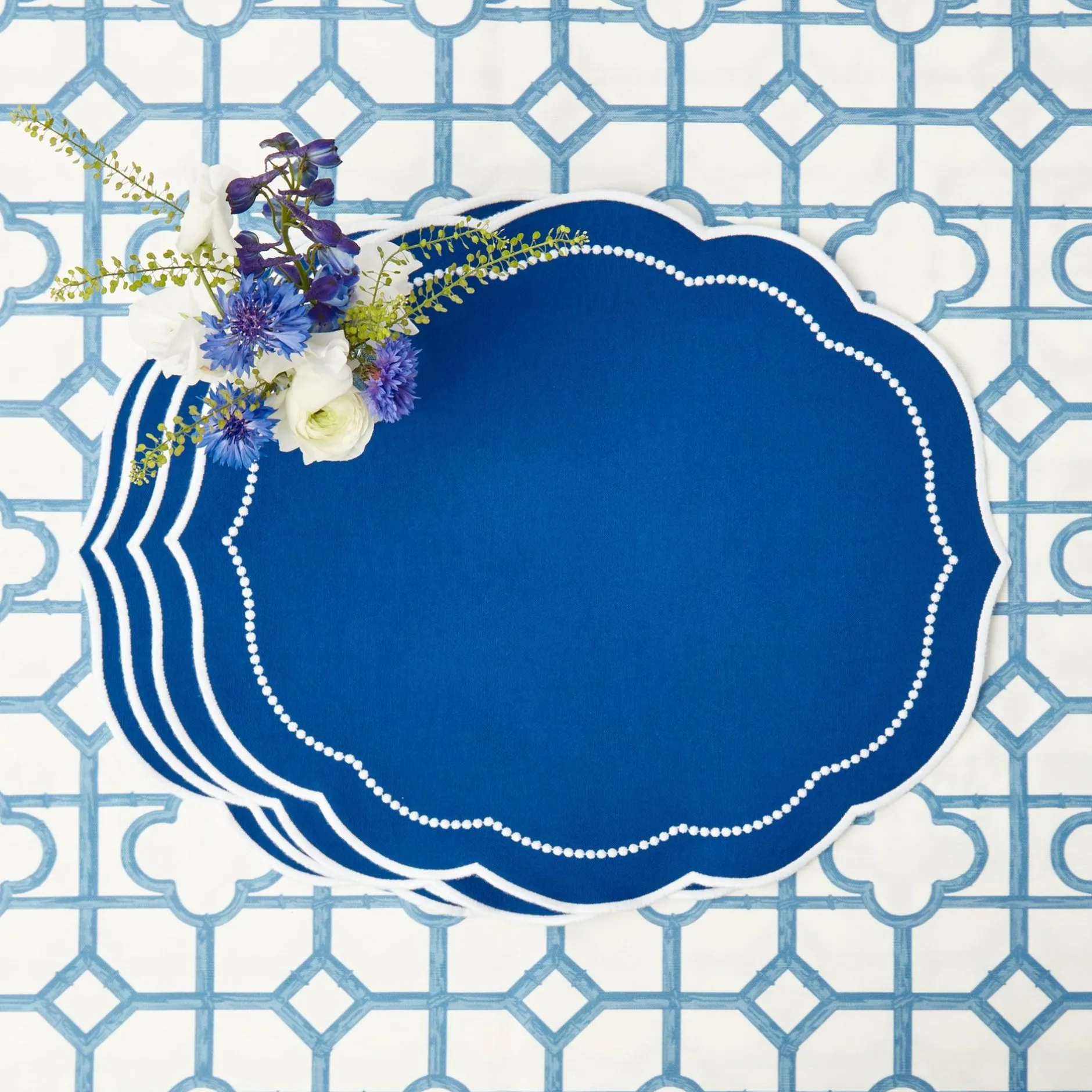 New Mrs. Alice Gabrielle Blue Placemats & Napkins (Set Of 4)