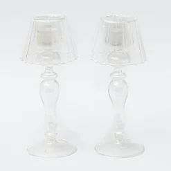 Mrs. Alice Glass Lantern Tea Light Holder (Pair) - 24Cm
