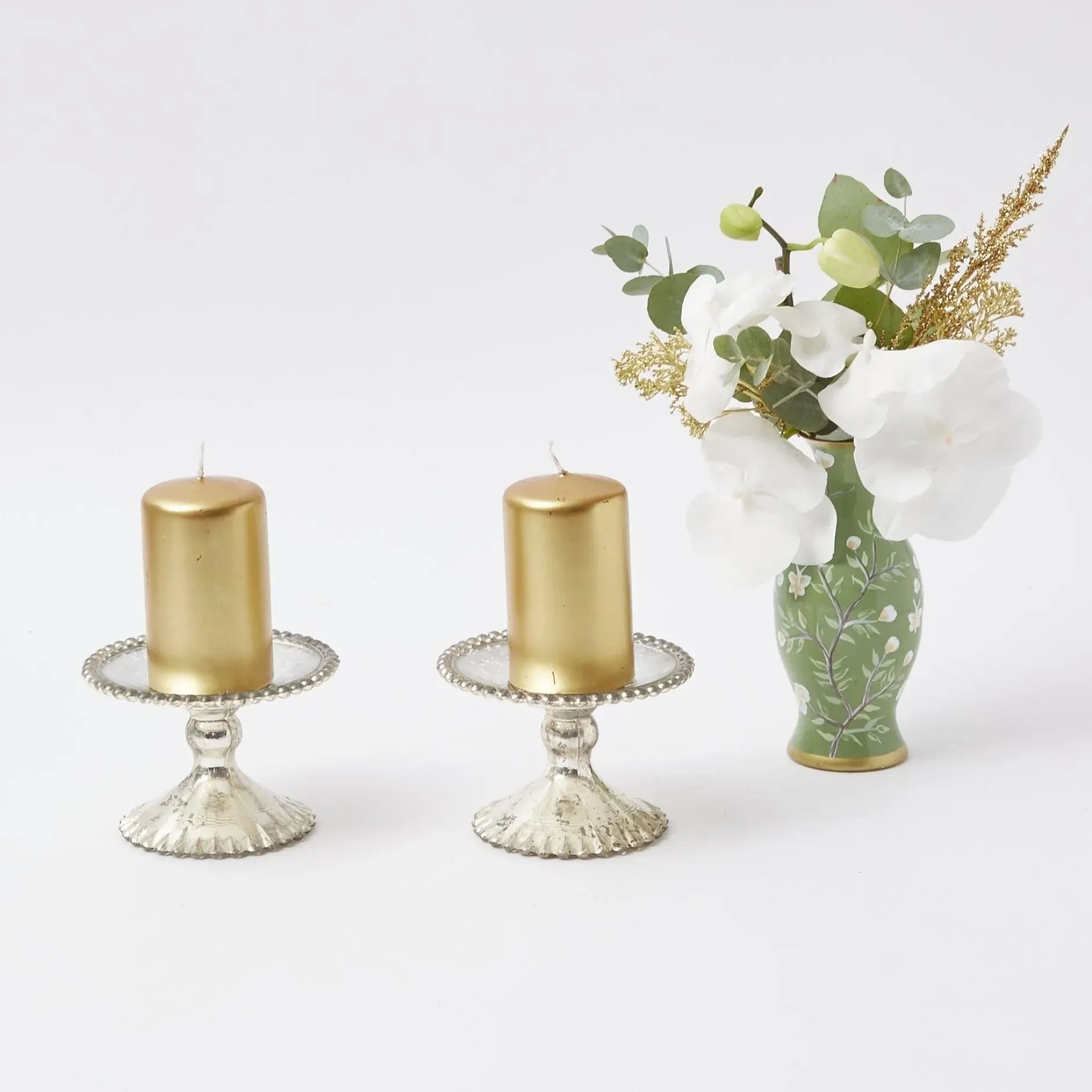 Outlet Mrs. Alice Gold Pillar Candles (Set Of 4)