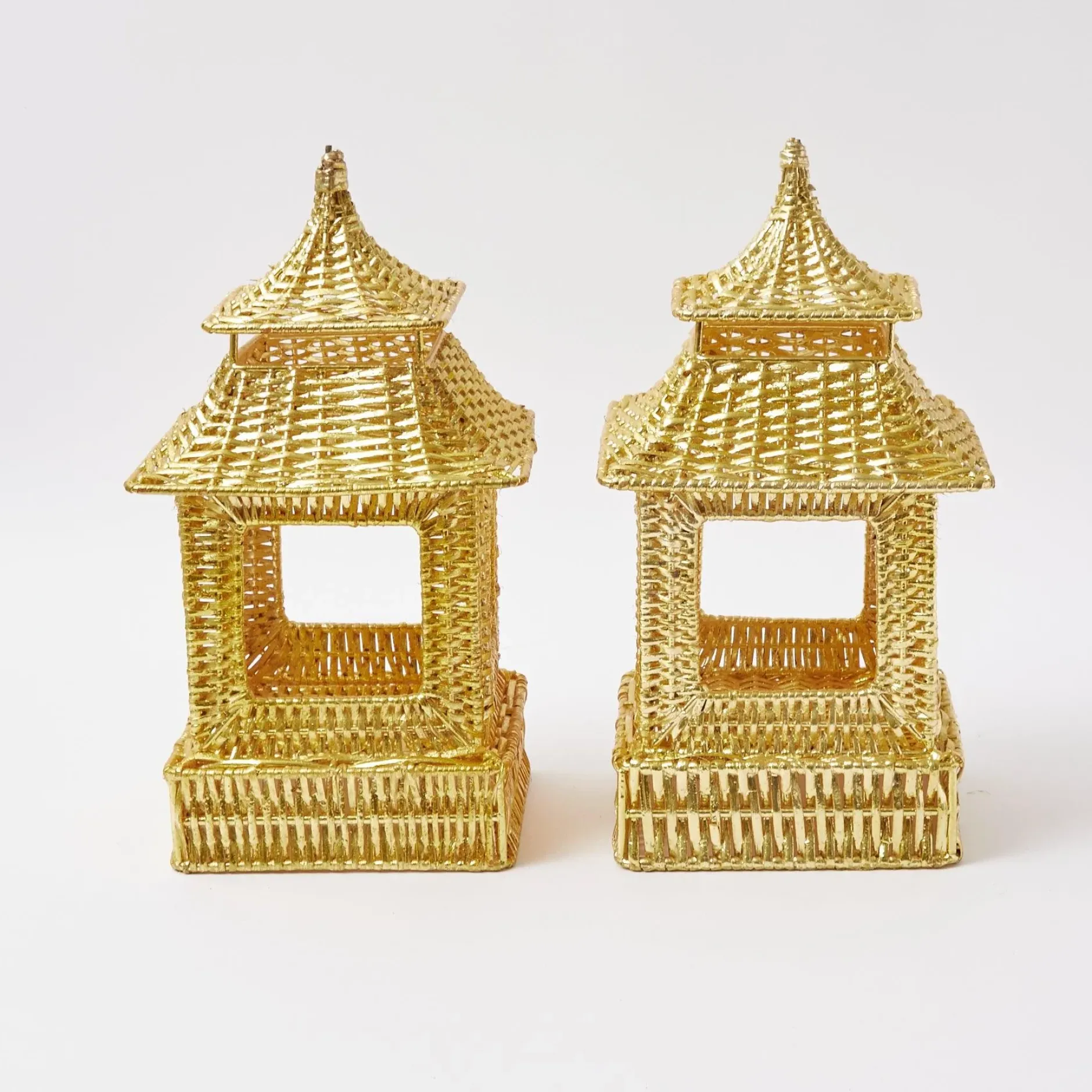 Sale Mrs. Alice Gold Rattan Pagoda Lantern