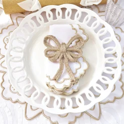 New Mrs. Alice Gold Snowflake Napkins (Set Of 4)