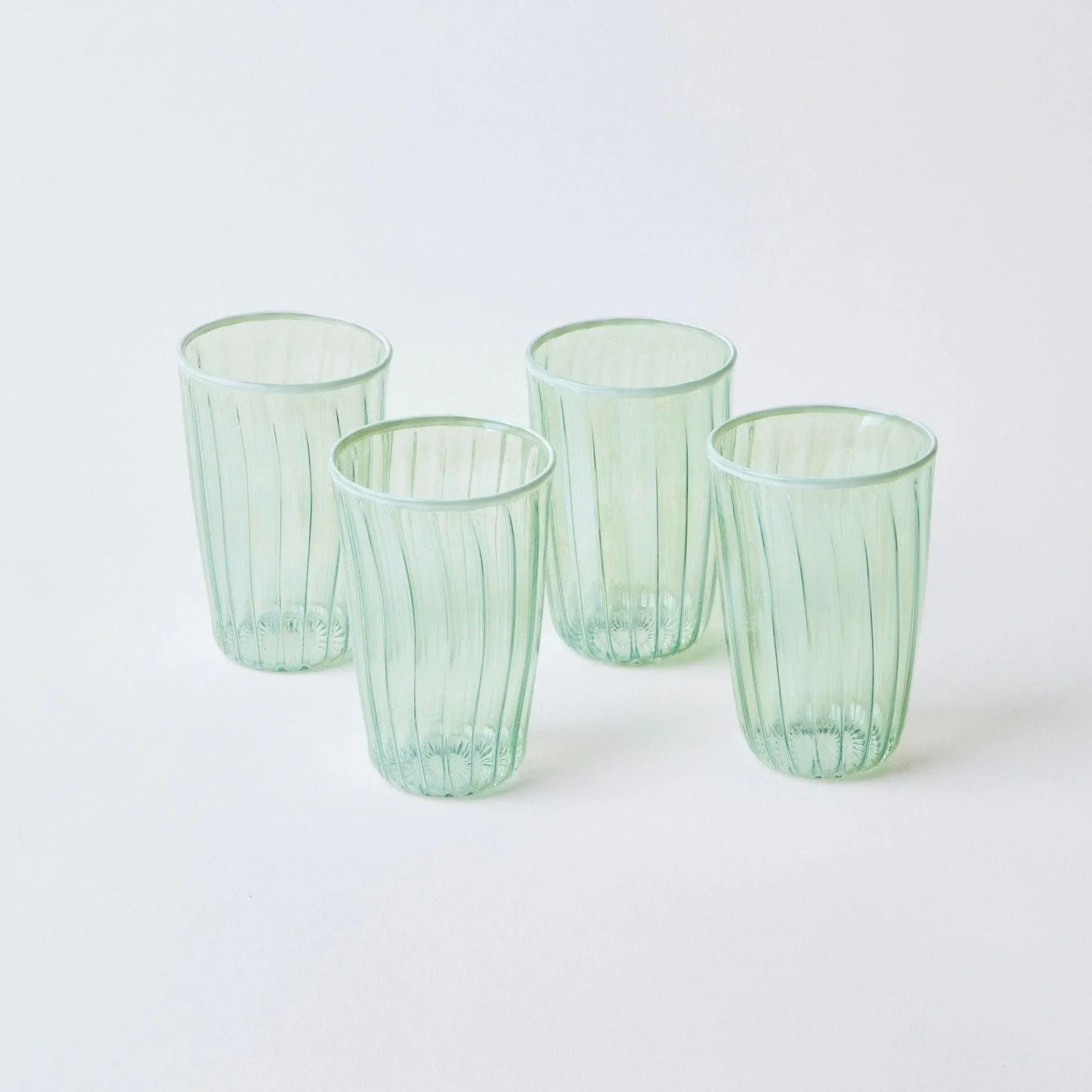 Sale Mrs. Alice Green & White Rim Water Glasses (Set Of 4)