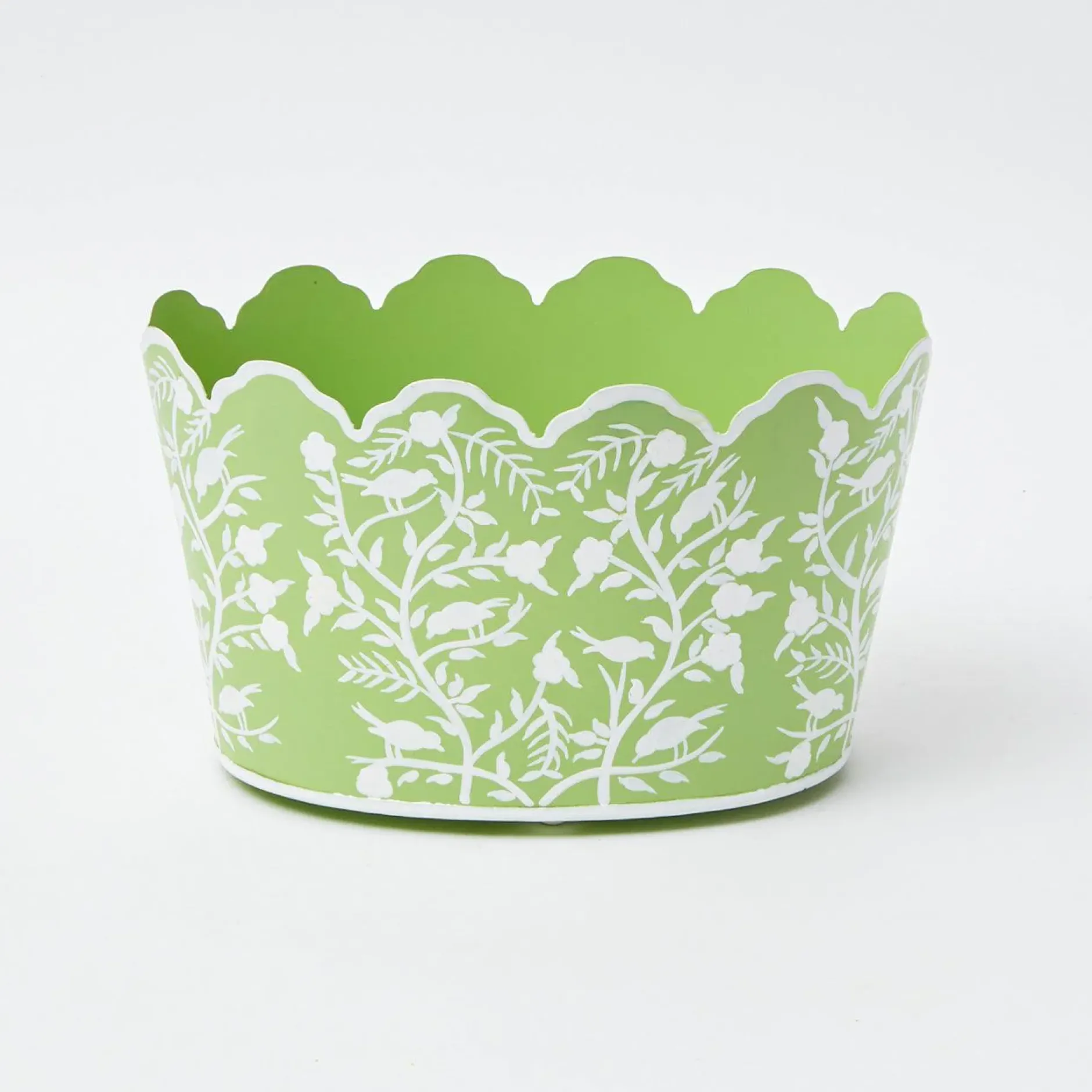 Online Mrs. Alice Green Floral Tole Scalloped Planter