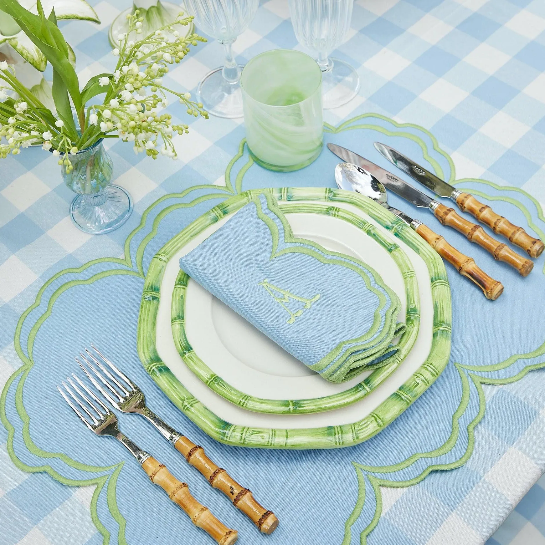 Outlet Mrs. Alice Green Geometric Bamboo Starter Plate (Set Of 4)