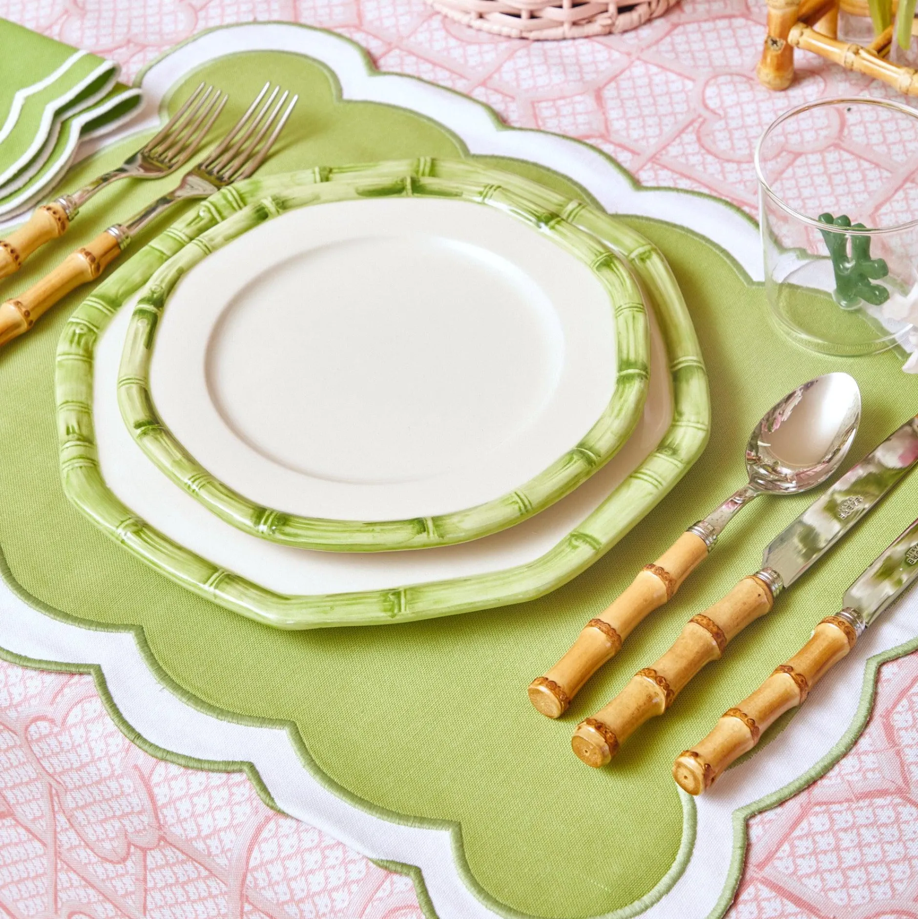 Best Mrs. Alice Green Geometric Bamboo Starter Plate