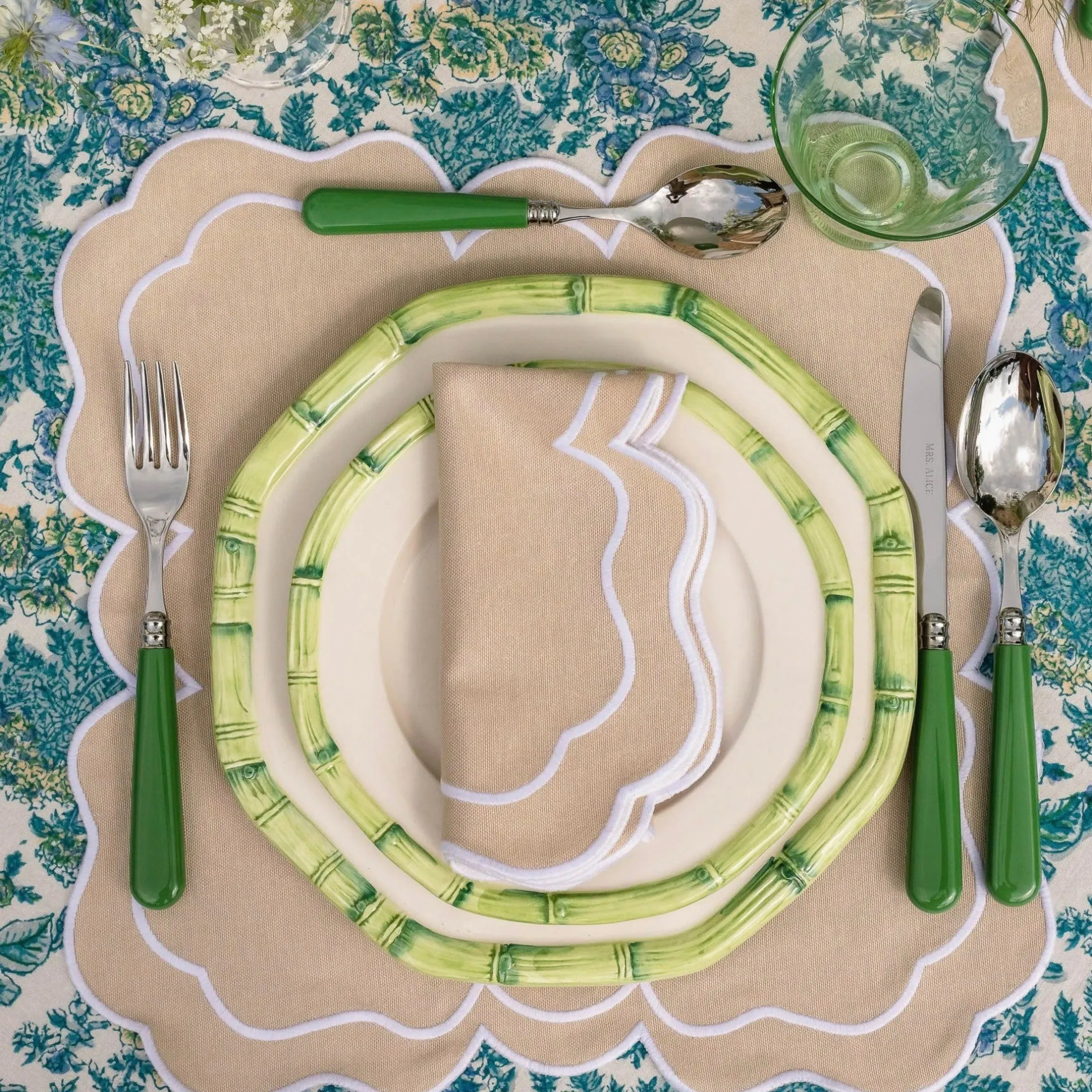 Online Mrs. Alice Green Geometric Bamboo Starter Plate (Set Of 4)