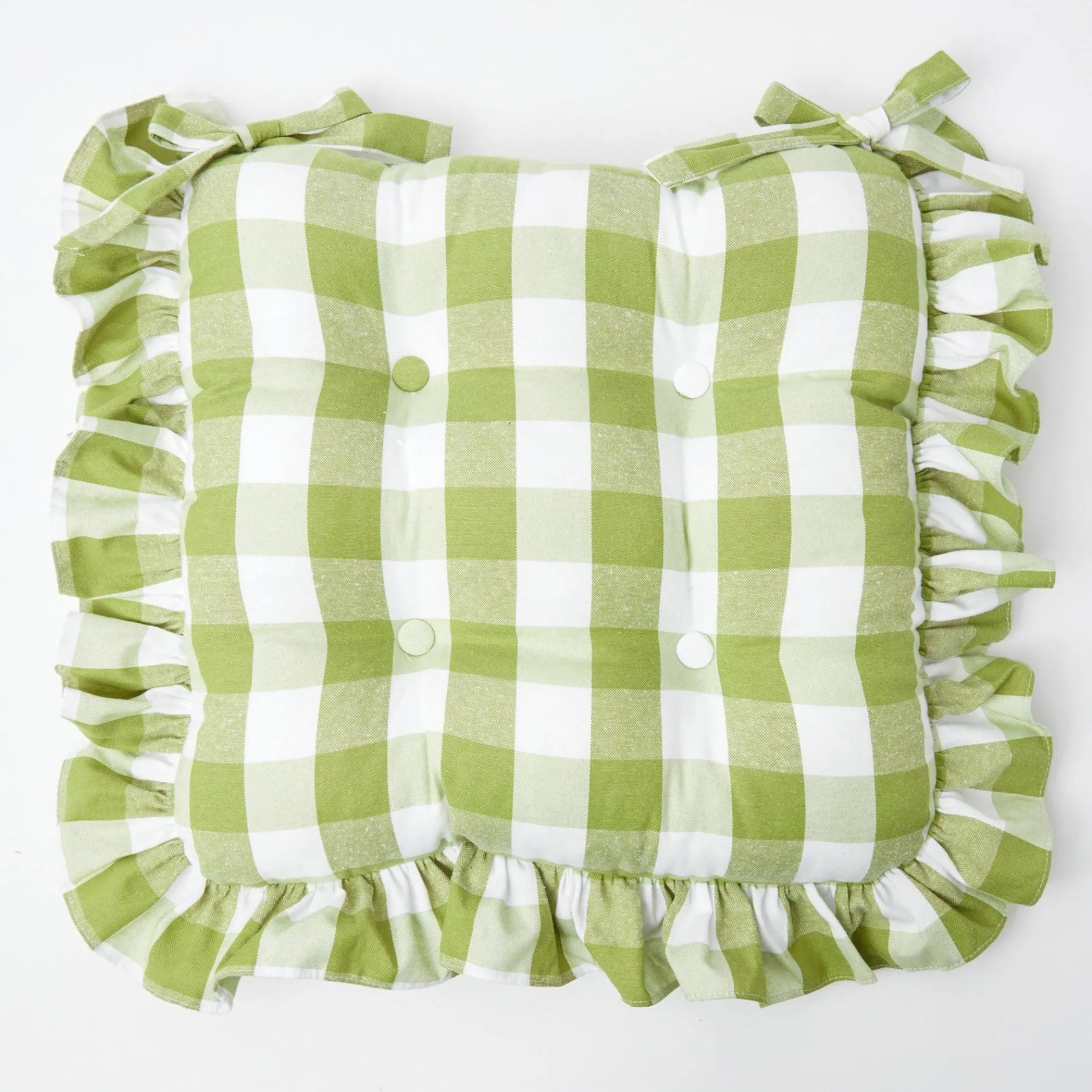Mrs. Alice Green Gingham Ruffle Seat Pad Cushion