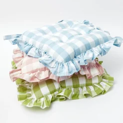 Mrs. Alice Green Gingham Ruffle Seat Pad Cushion