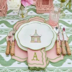 Sale Mrs. Alice Green Ikat & Pink Fleur Linen Set