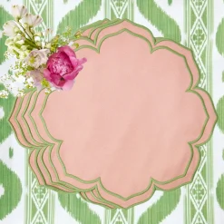 Sale Mrs. Alice Green Ikat & Pink Fleur Linen Set