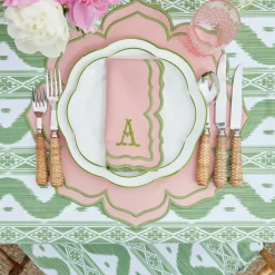 Sale Mrs. Alice Green Ikat & Pink Fleur Linen Set