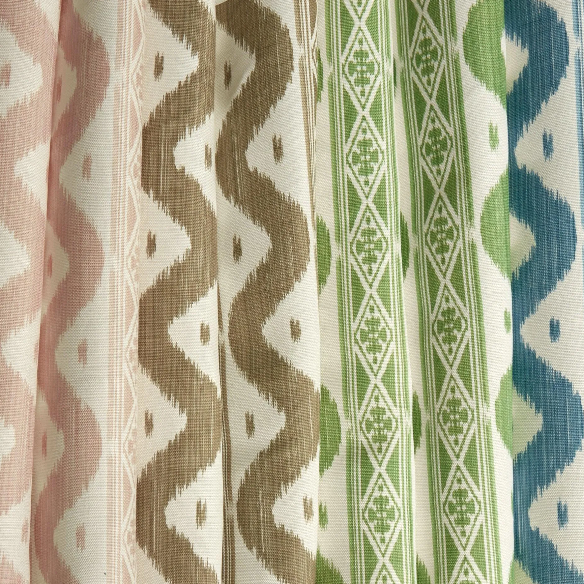 New Mrs. Alice Green Ikat Stripe Fabric