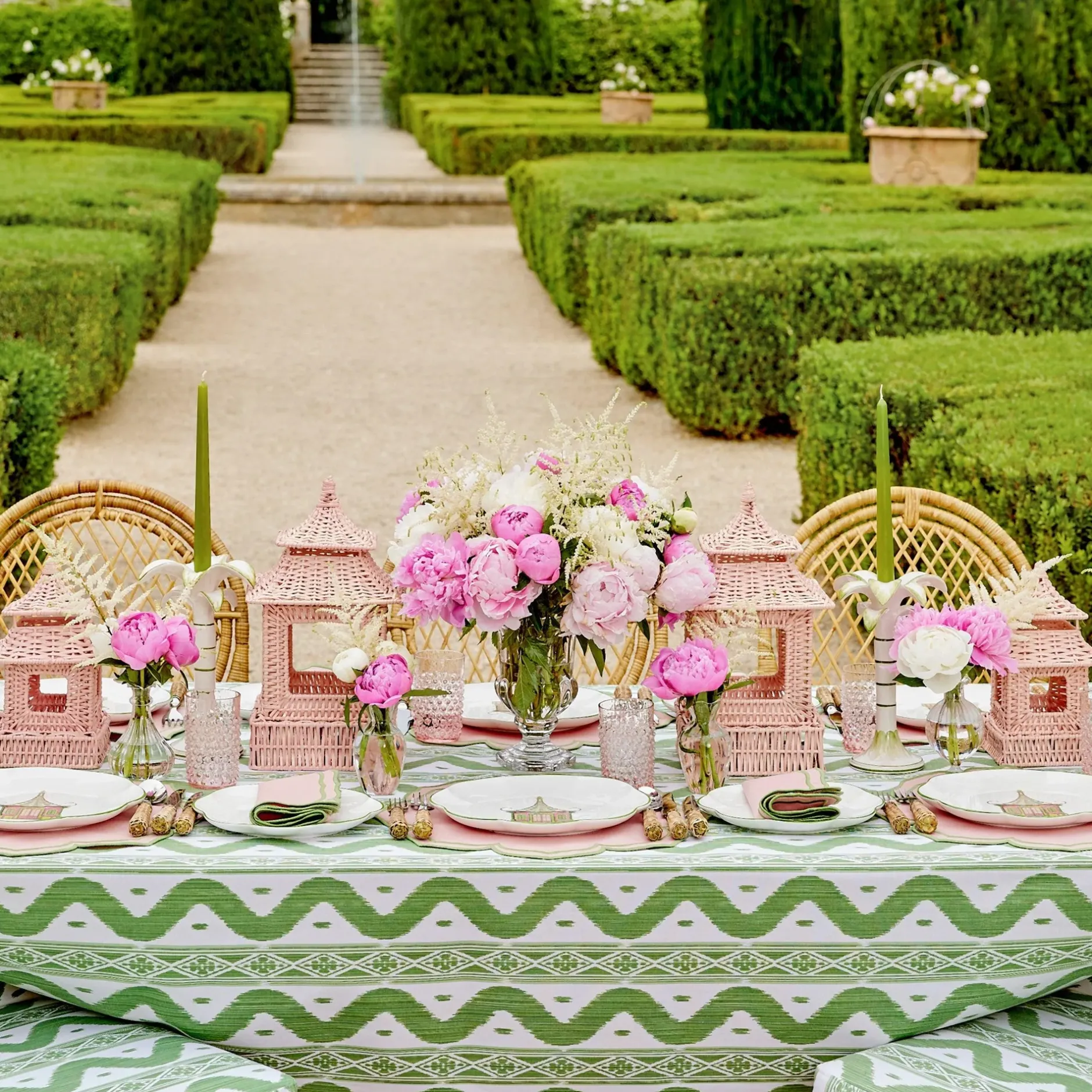 New Mrs. Alice Green Ikat Tablecloth