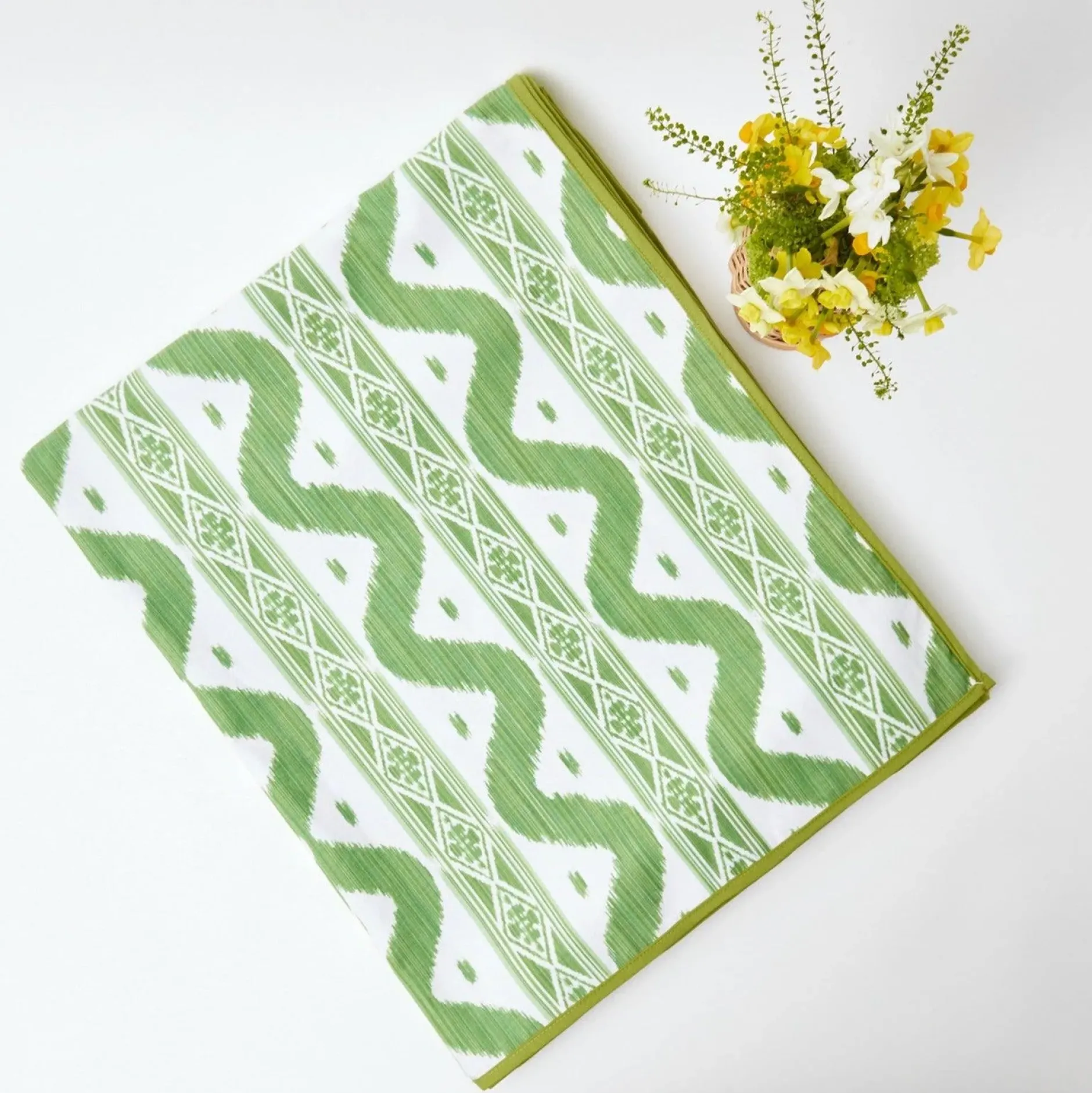 New Mrs. Alice Green Ikat Tablecloth