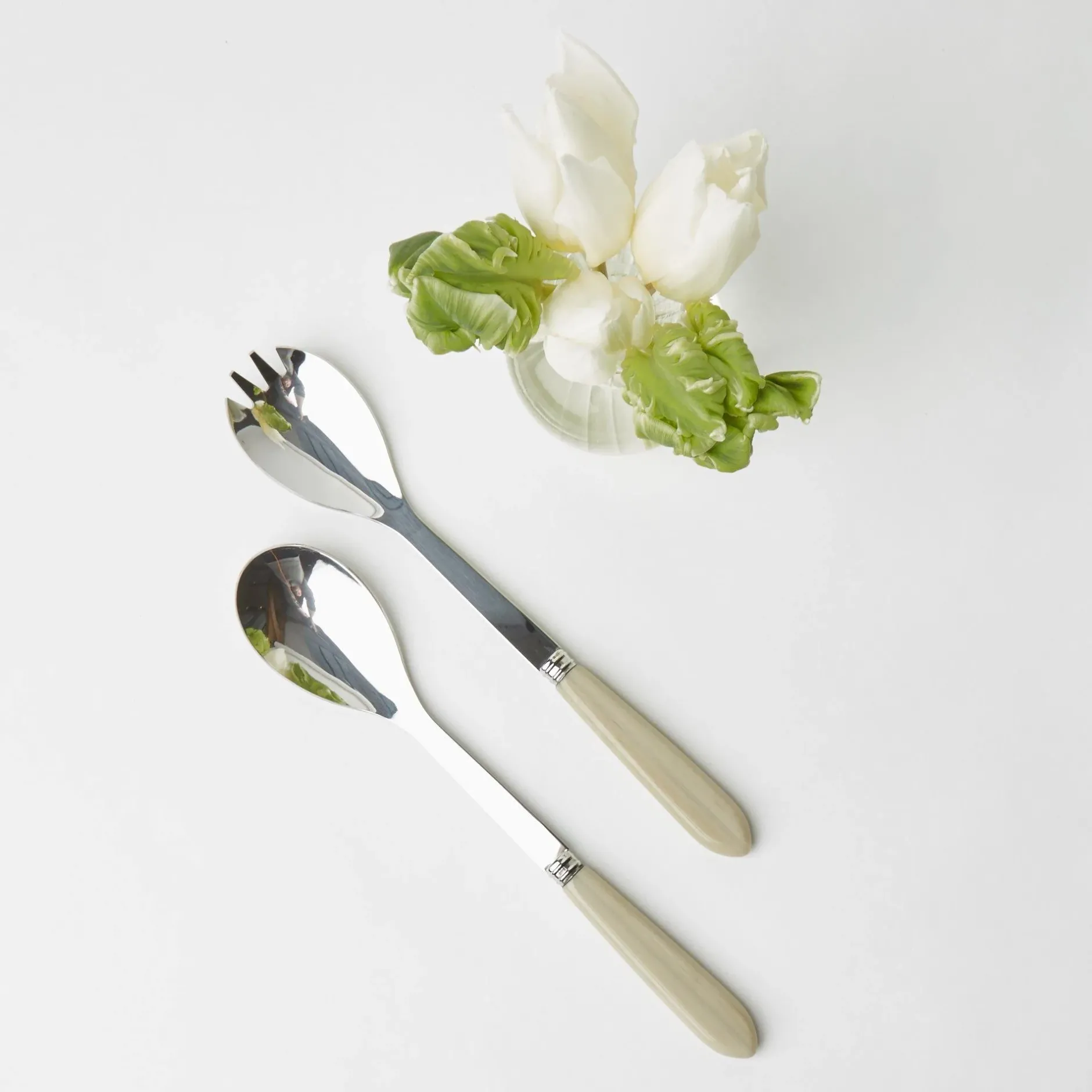 Clearance Mrs. Alice Grey Horn Salad Servers