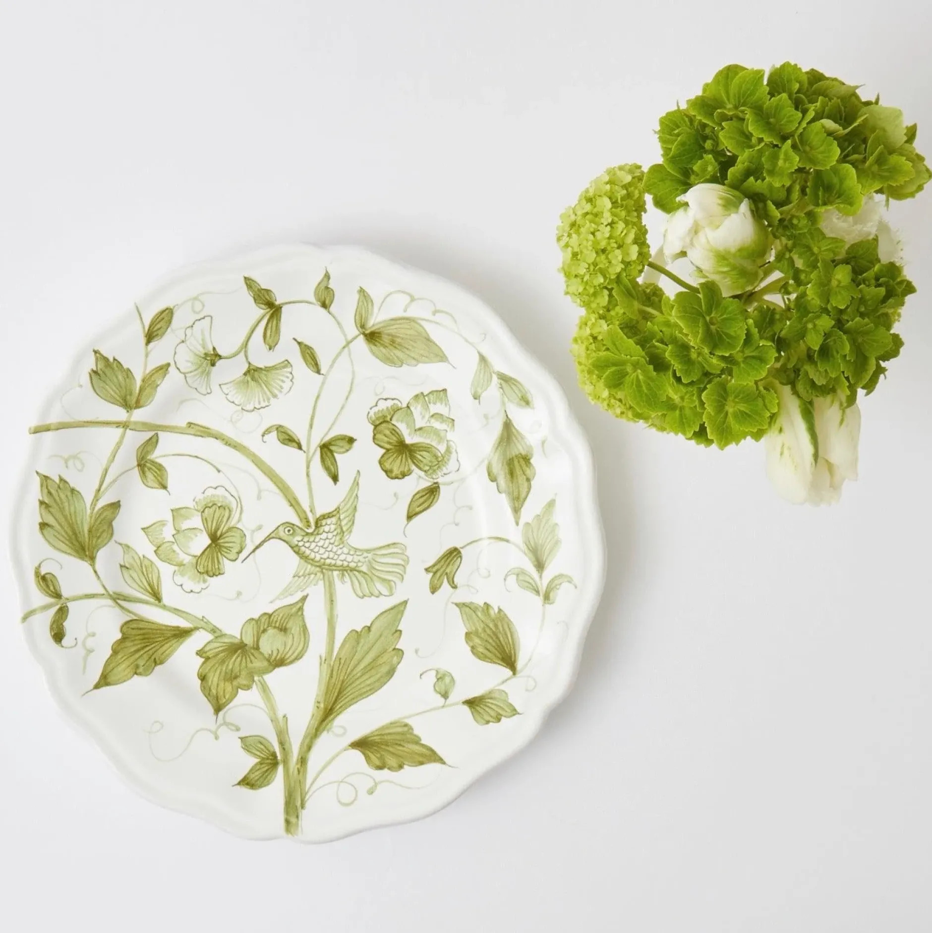 Clearance Mrs. Alice Hand Painted Hummingbird Dinner Plate
