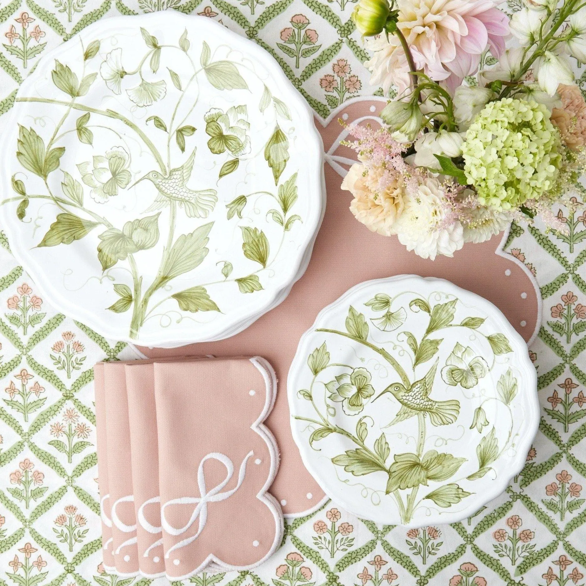 Clearance Mrs. Alice Hand Painted Hummingbird Dinner Plate