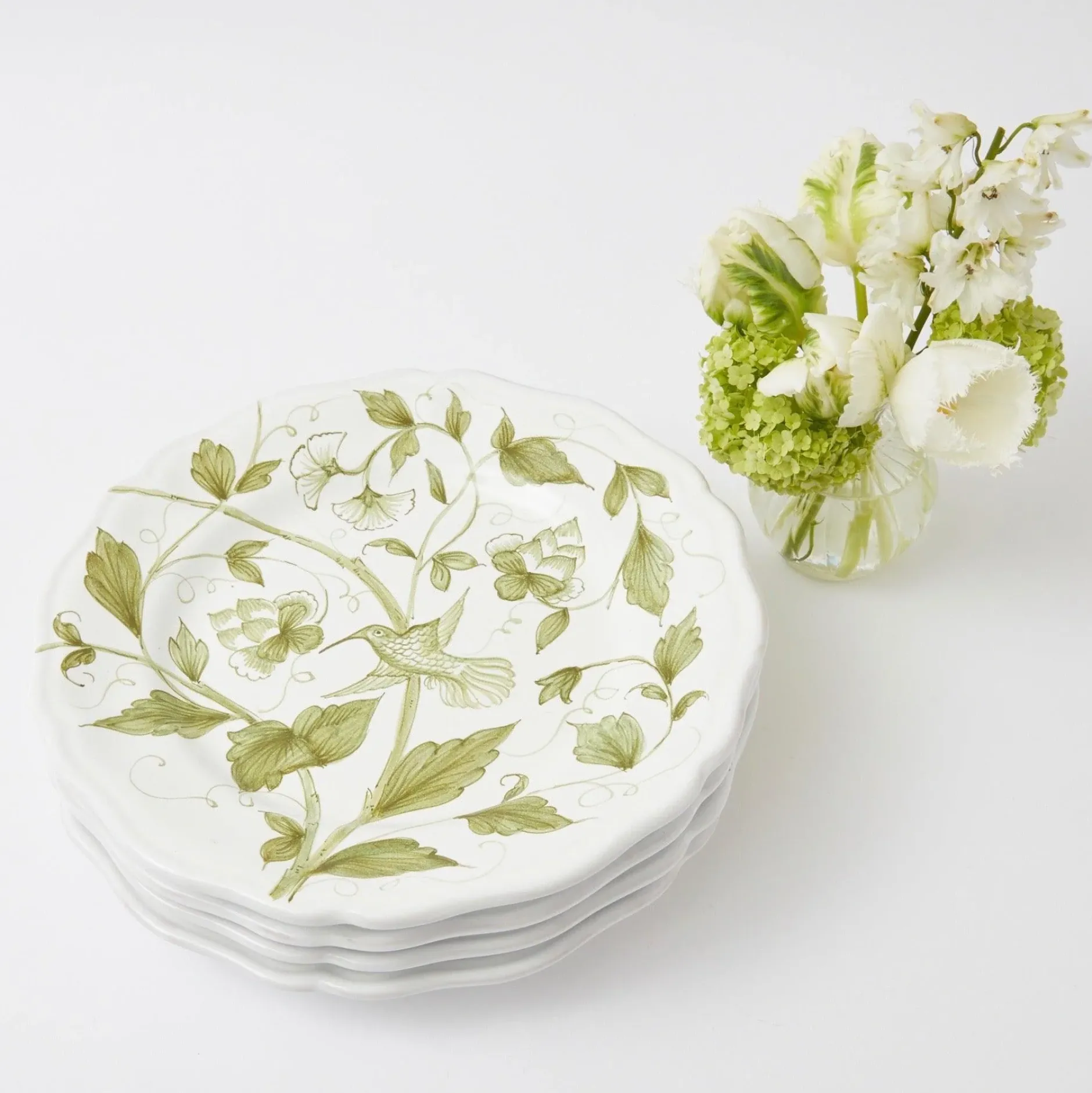 Clearance Mrs. Alice Hand Painted Hummingbird Dinner Plate