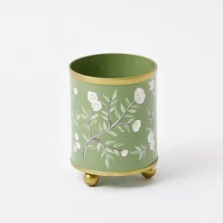 Sale Mrs. Alice Hand Painted Olive Floral Tole Candle Pot