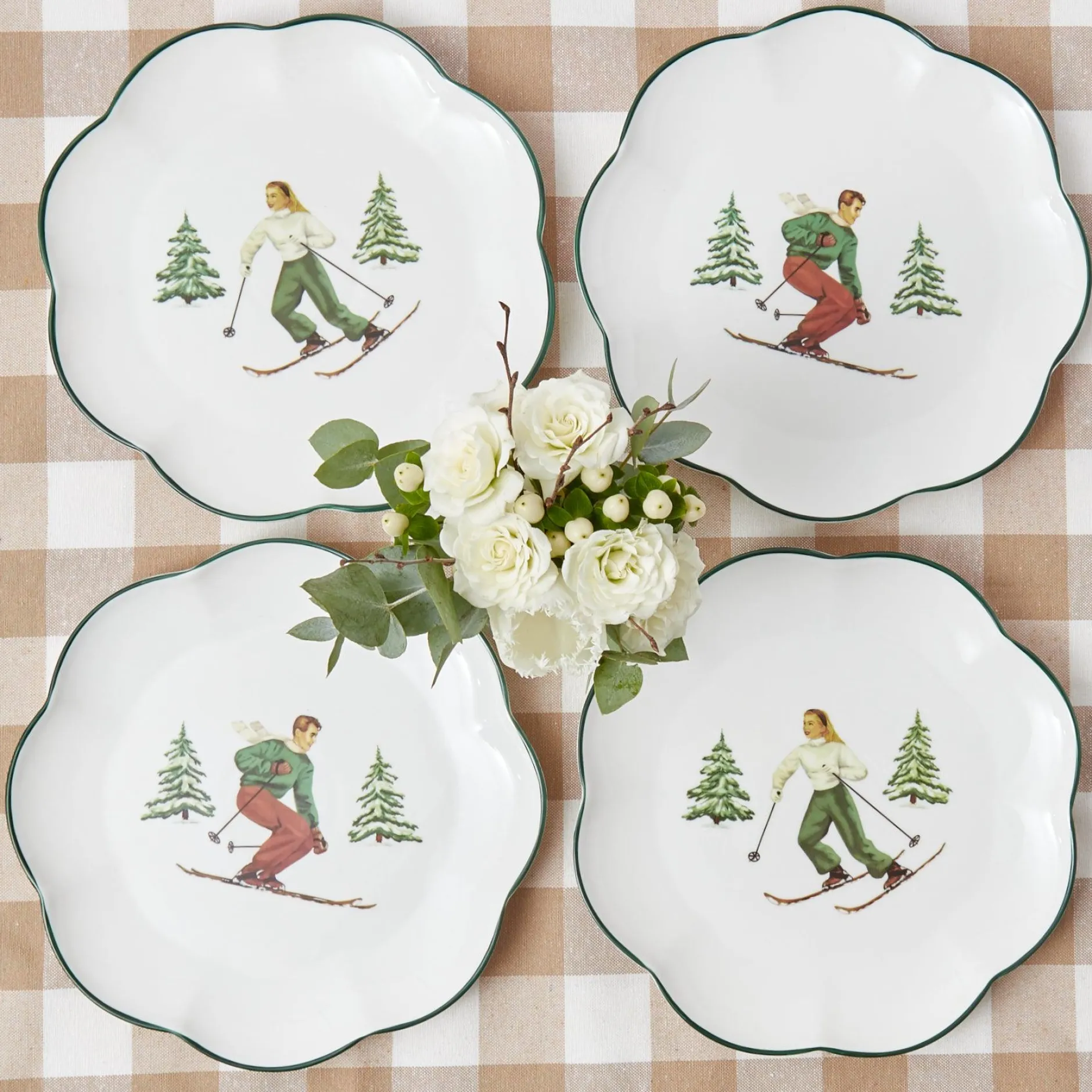 Sale Mrs. Alice Heidi & Hans Skier Dinner Plate (Set Of 4)