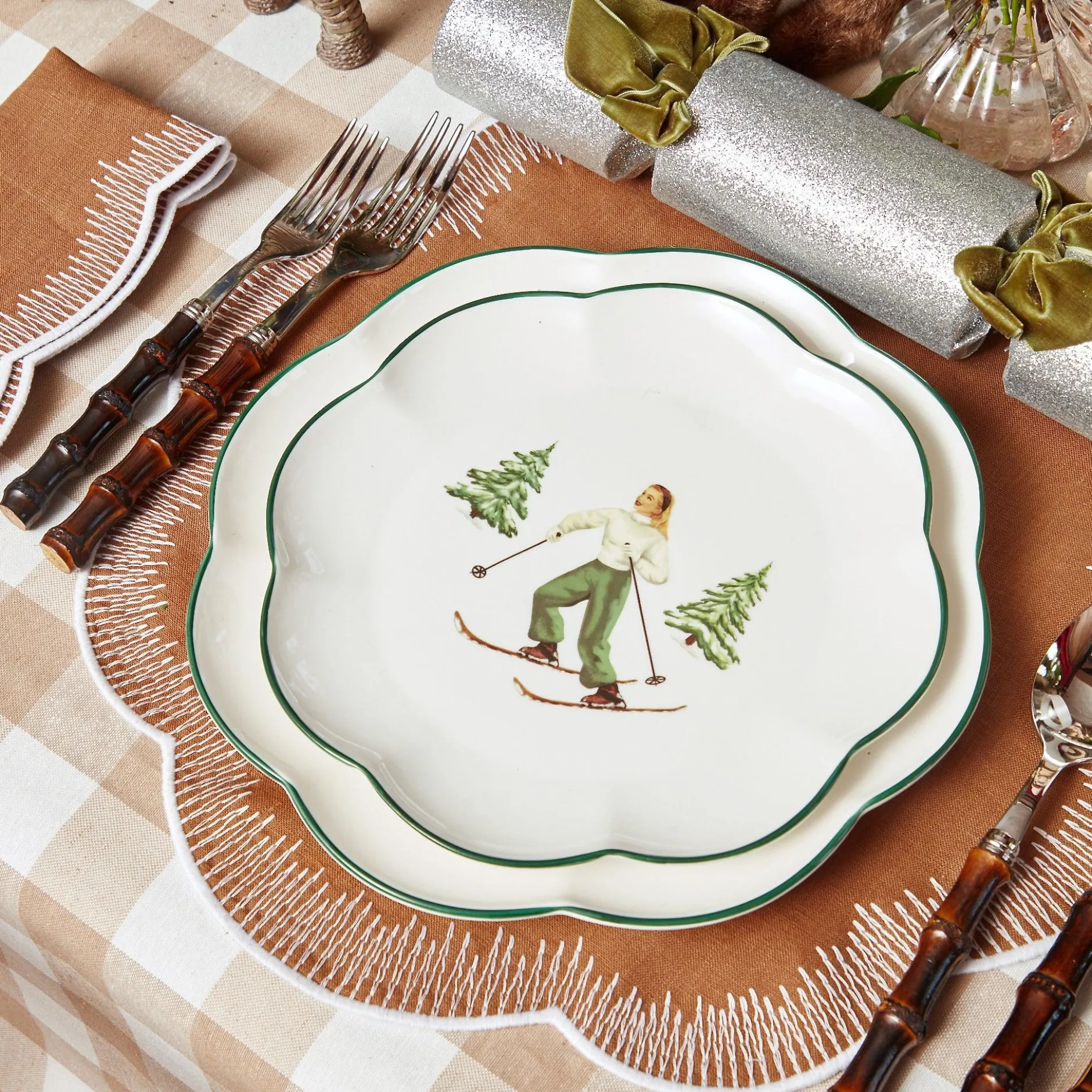 Mrs. Alice Heidi & Hans Skier Starter Plates (Set Of 4)