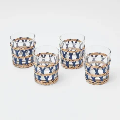 Mrs. Alice Ink Raffia Water Glasses (Set Of 4)