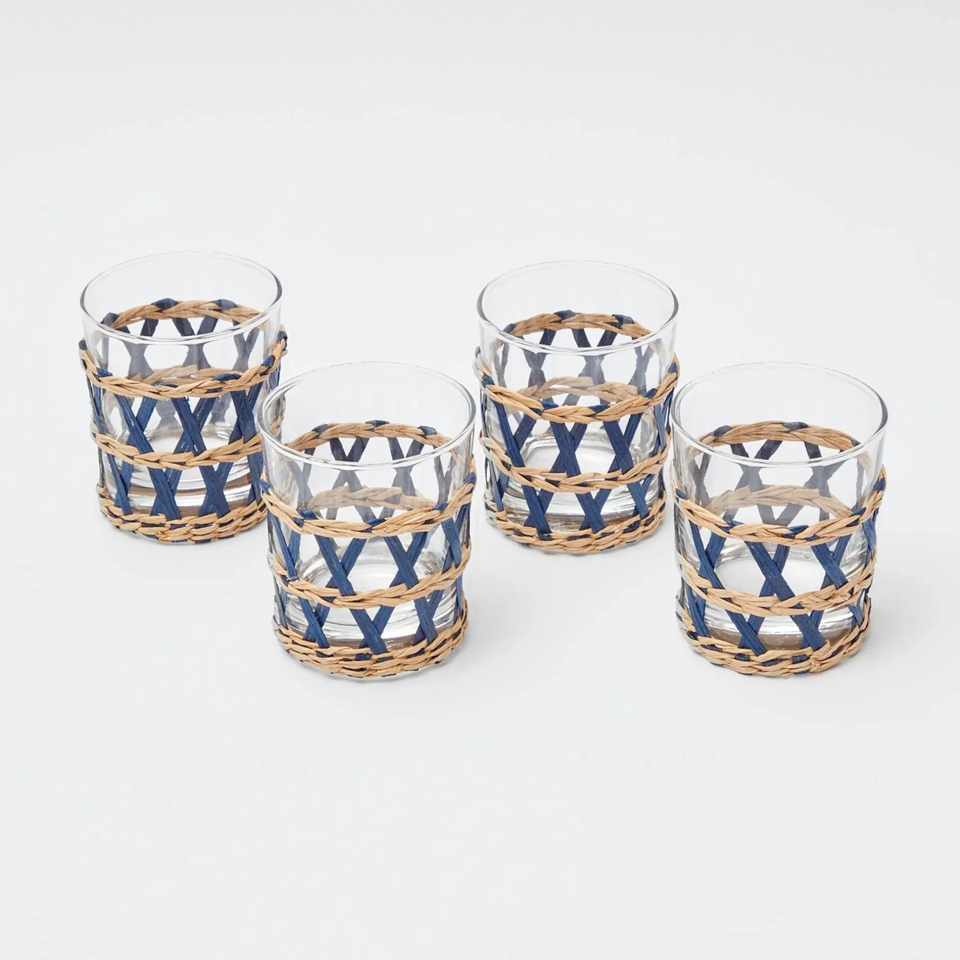 Mrs. Alice Ink Raffia Water Glasses (Set Of 4)