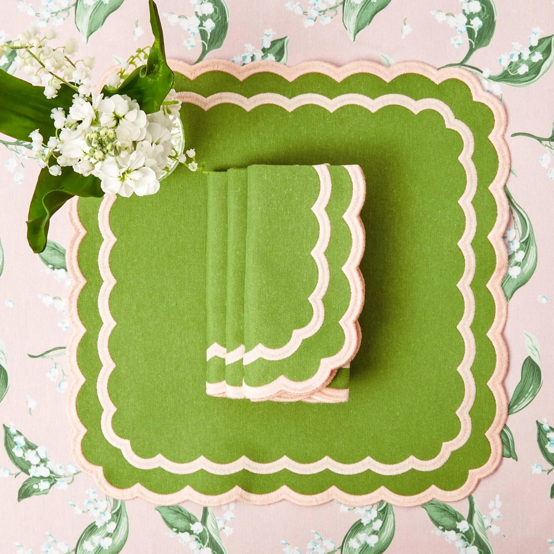 Online Mrs. Alice Isla Green & Pink Placemats & Napkins (Set Of 4)
