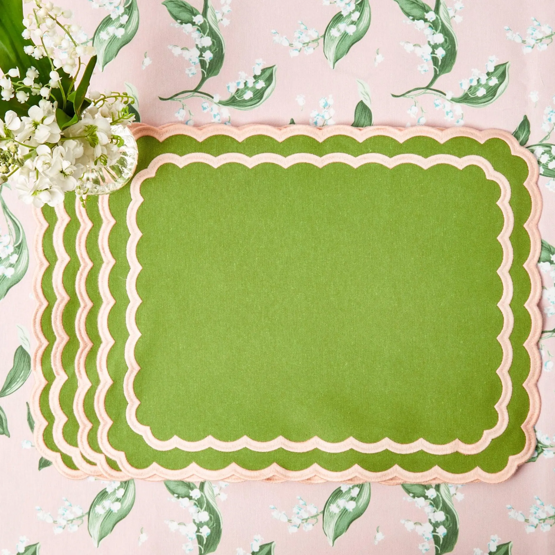 Clearance Mrs. Alice Isla Green & Pink Placemats (Set Of 4)
