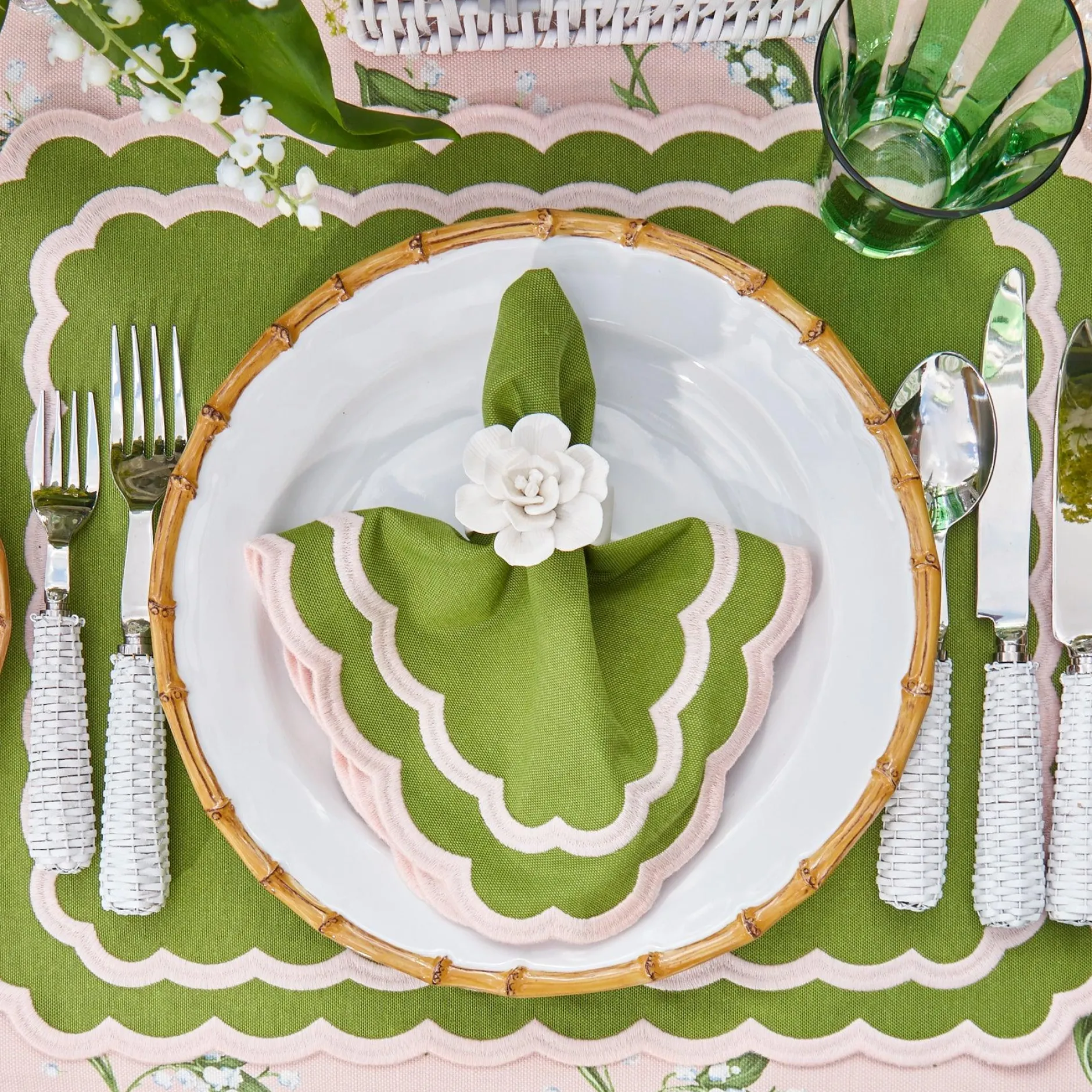 Clearance Mrs. Alice Isla Green & Pink Placemats (Set Of 4)
