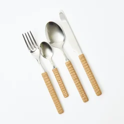 Best Mrs. Alice Light Brown Rattan Effect Cutlery (4Pcs)