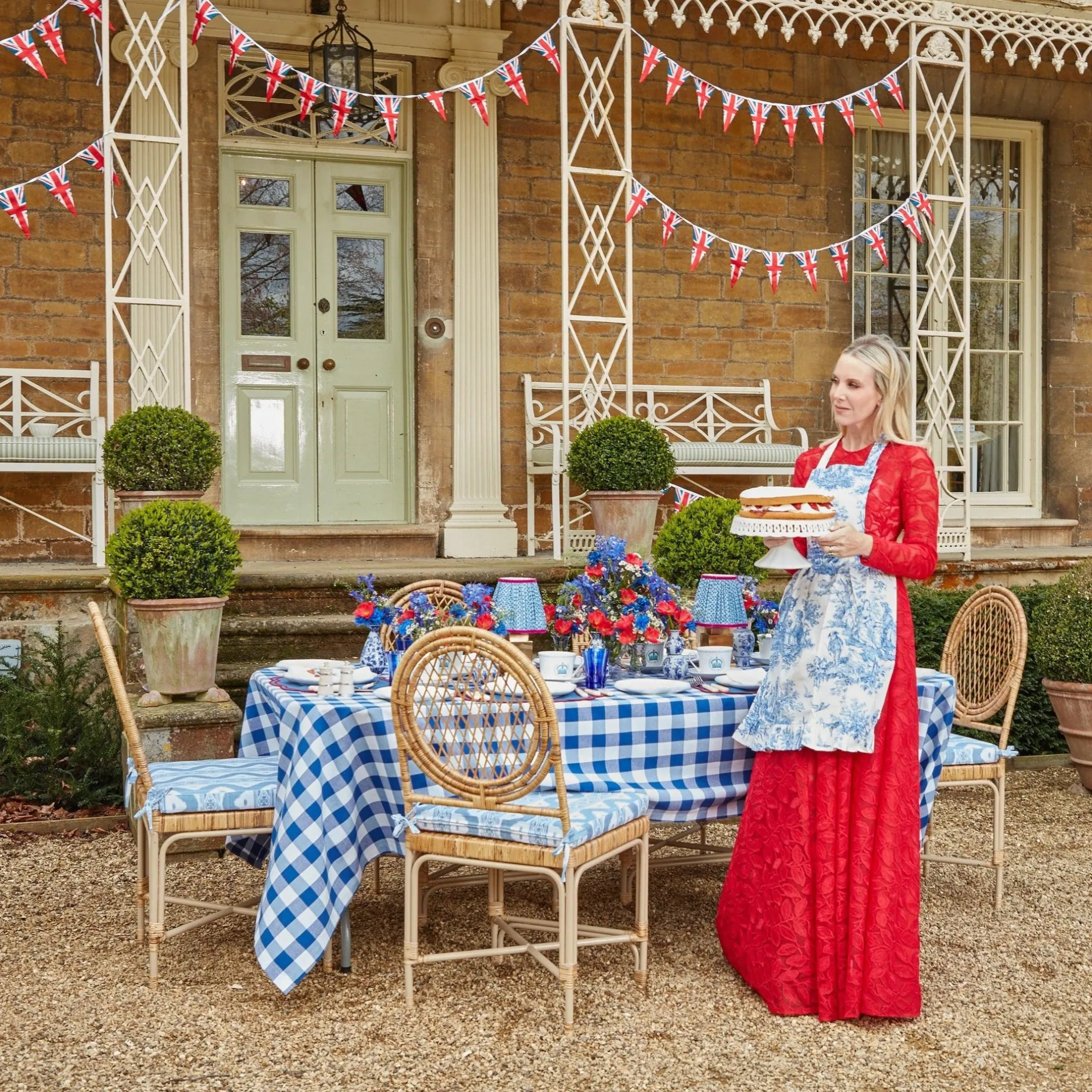 Mrs. Alice Lilibet Toile Frilled Apron