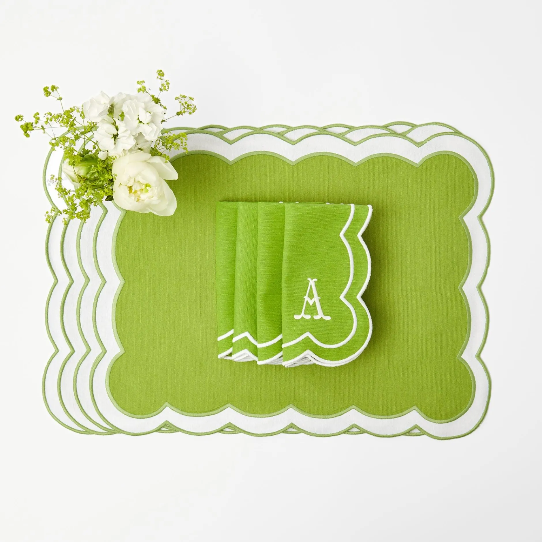 Hot Mrs. Alice Lily Of The Valley & Serena Green Applique Linen Set