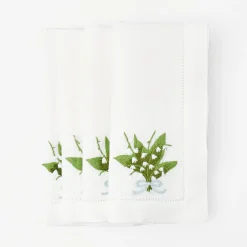 Discount Mrs. Alice Lily Of The Valley White Linen Napkins (Set Of 4)