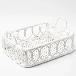 Hot Mrs. Alice Lorenzo White Rattan Drinks Tray