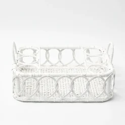 Hot Mrs. Alice Lorenzo White Rattan Drinks Tray